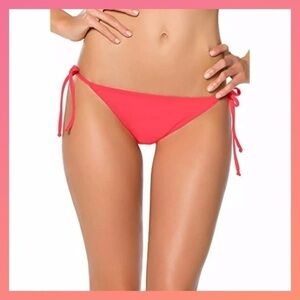 BECCA Coral Adjustable Tie String Basic Fit Bikini Bottoms